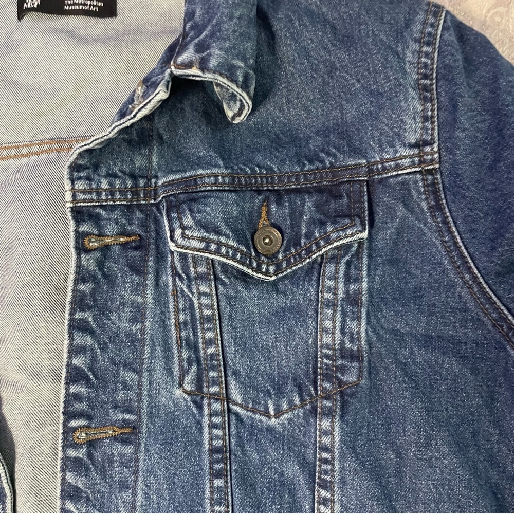 THE MET Dragon Embroidered Sleeve Denim Jacket - Picture 3 of 8